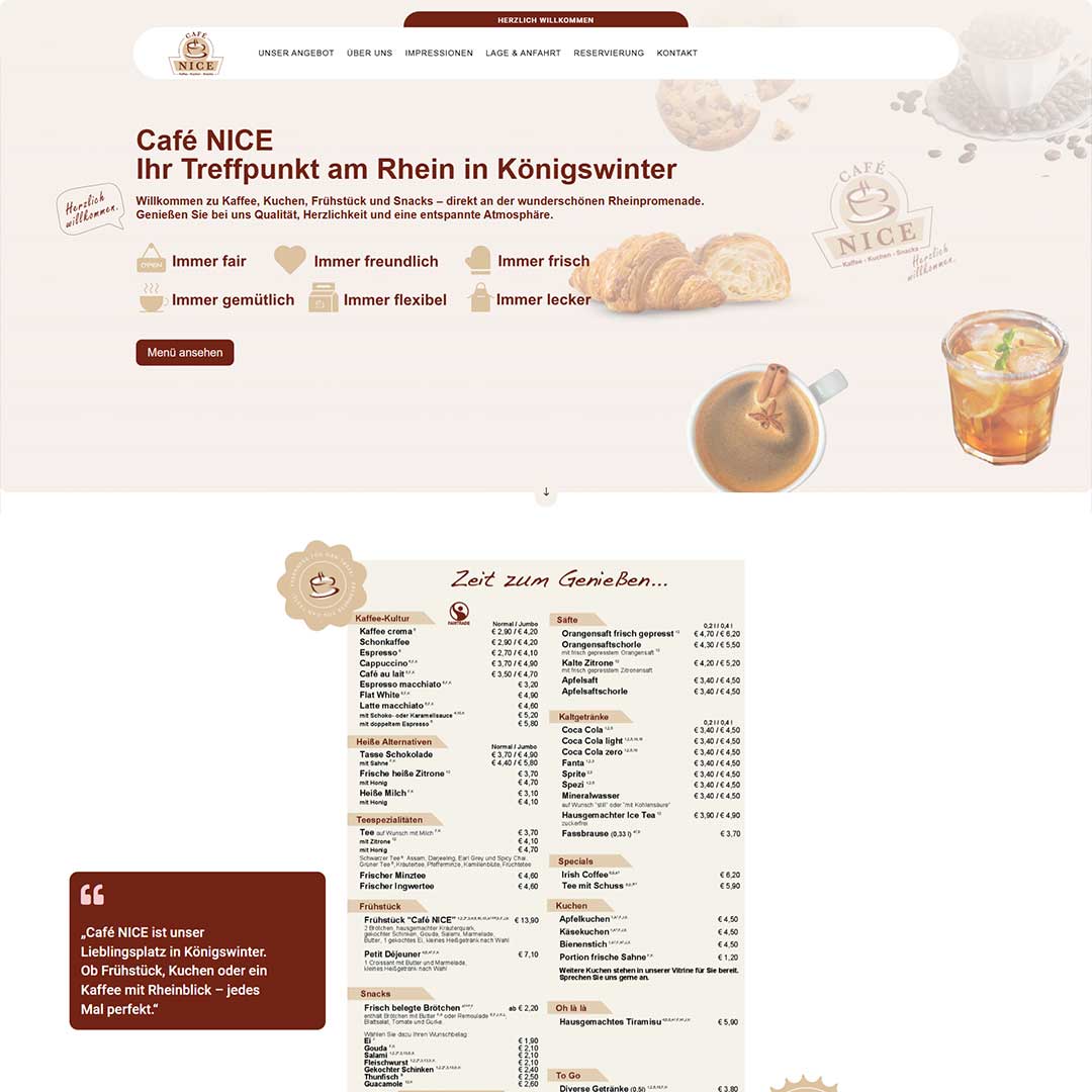 Ein bild von der Webseite www.cafe-nice.de