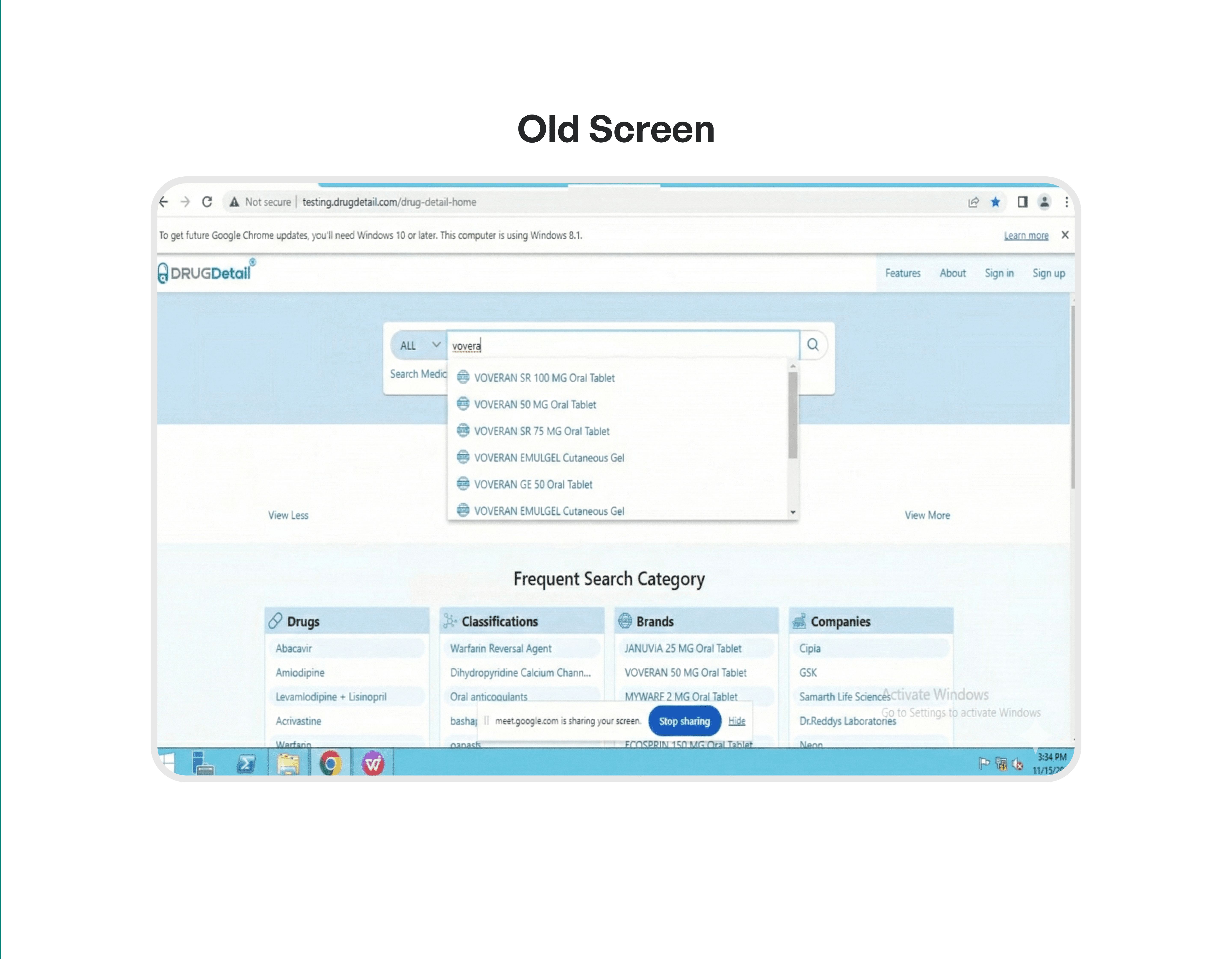 Drug Detail Home Page Old Screen