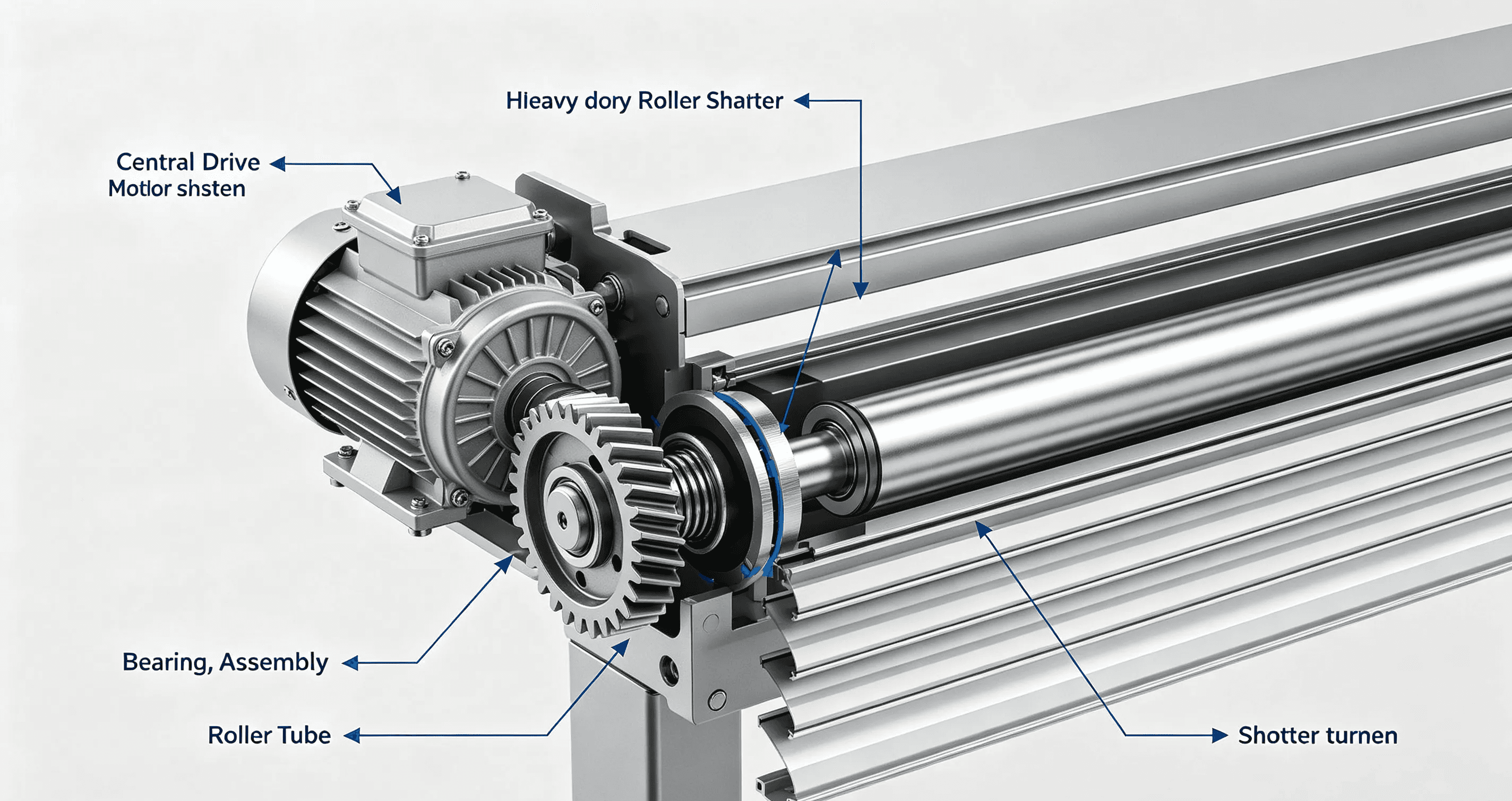 Central motor mechanism used for heavy duty roller shutters