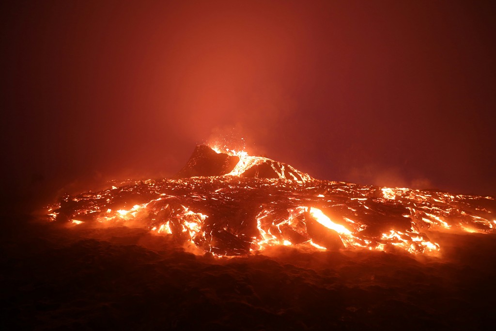 Lava flowing on the ground