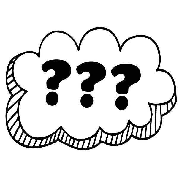 Cloud sketch with question marks