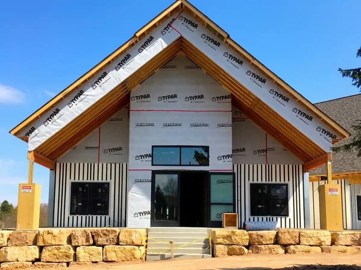 A winter lodge built with Pow-R-Wall vertical ICF