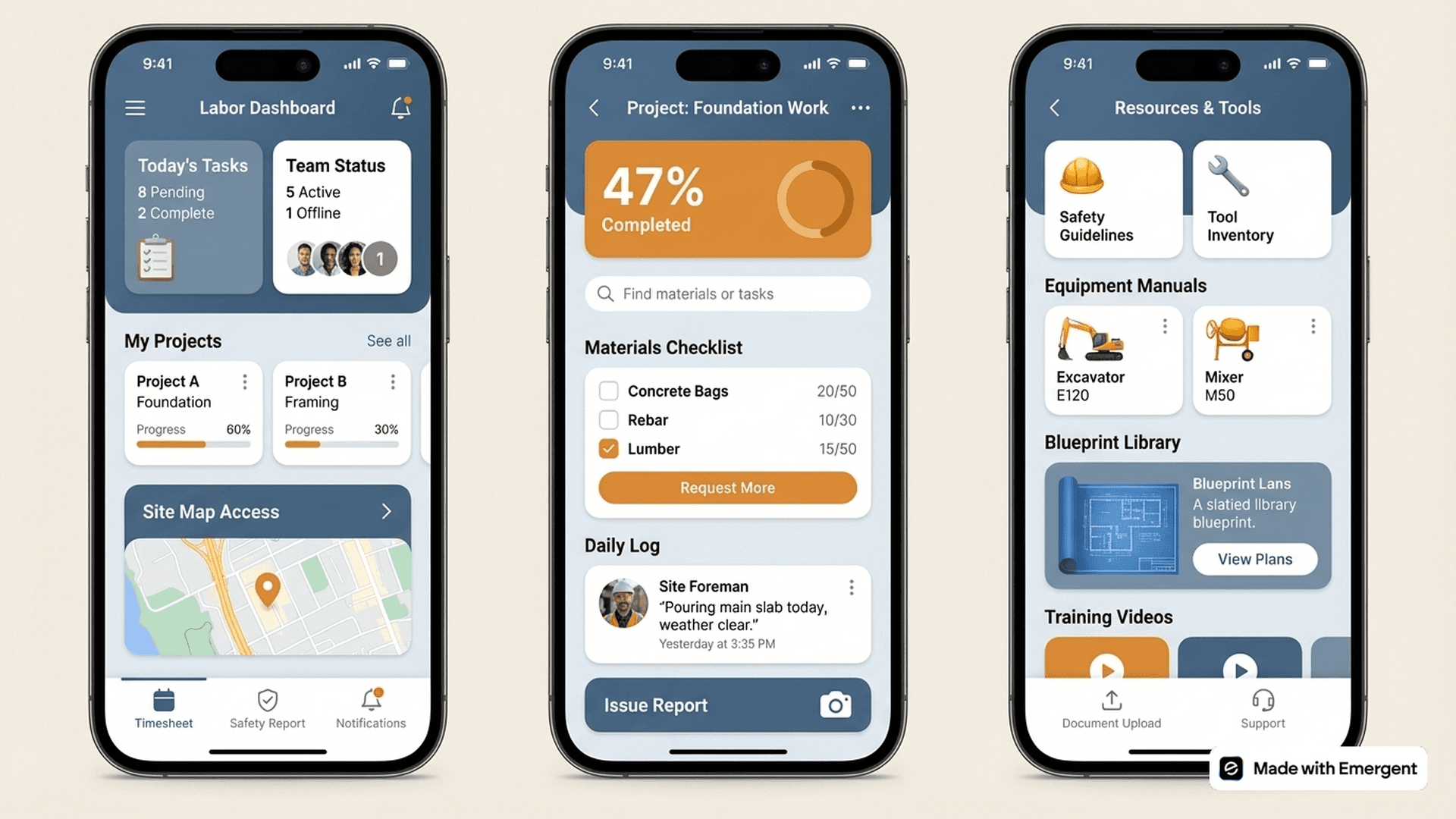 Construction App For Labor Made With Emergent