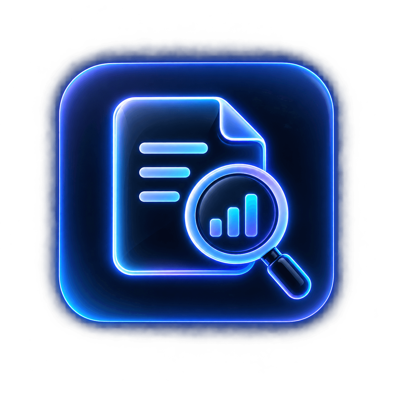 Symbol: Dokument mit Lupe und Diagramm
