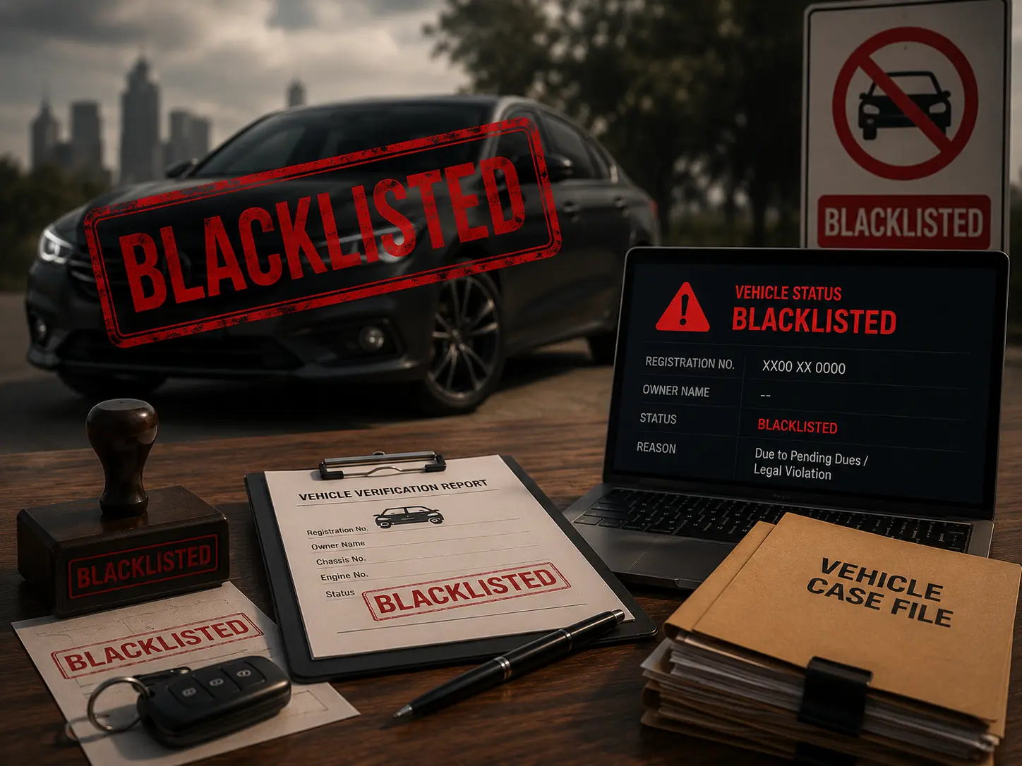 "Blacklisted vehicle removal service in Kochi, Kerala – Vehicle status verification, legal documentation, pending dues resolution, court case assistance, and blacklist clearance support."