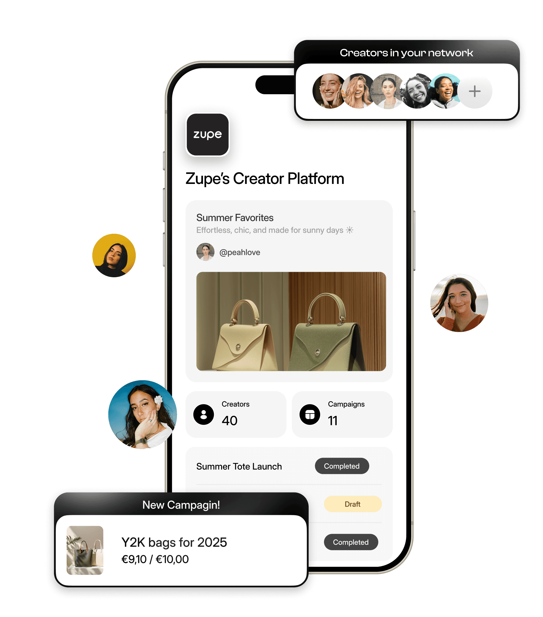 Two women are standing side by side against a beige wall, smiling confidently, one wearing a green shirt and the other in a dark blazer, with soft lighting casting gentle shadows.