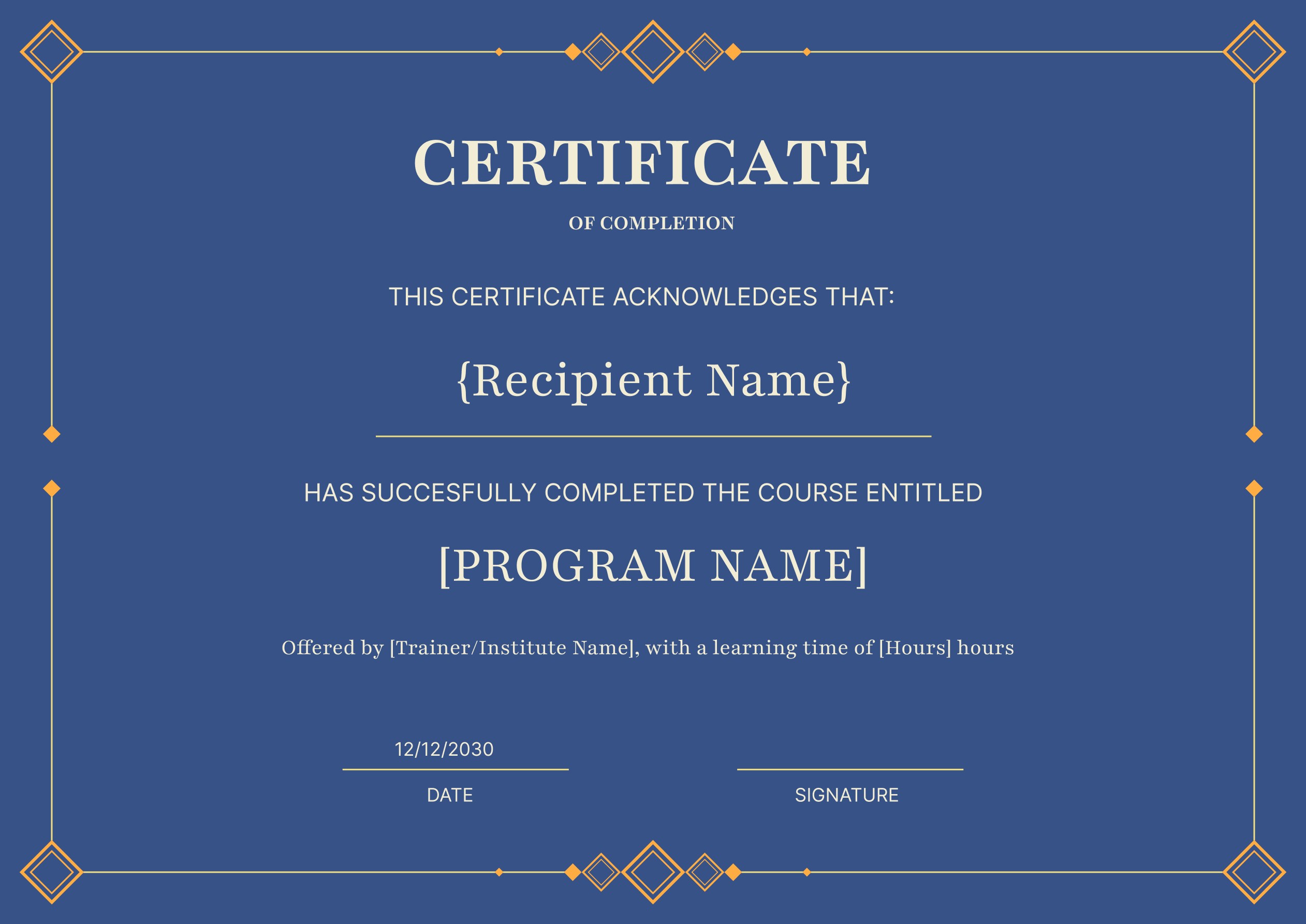 Wauld - Majestic and Professional Course Completion Certificate Template