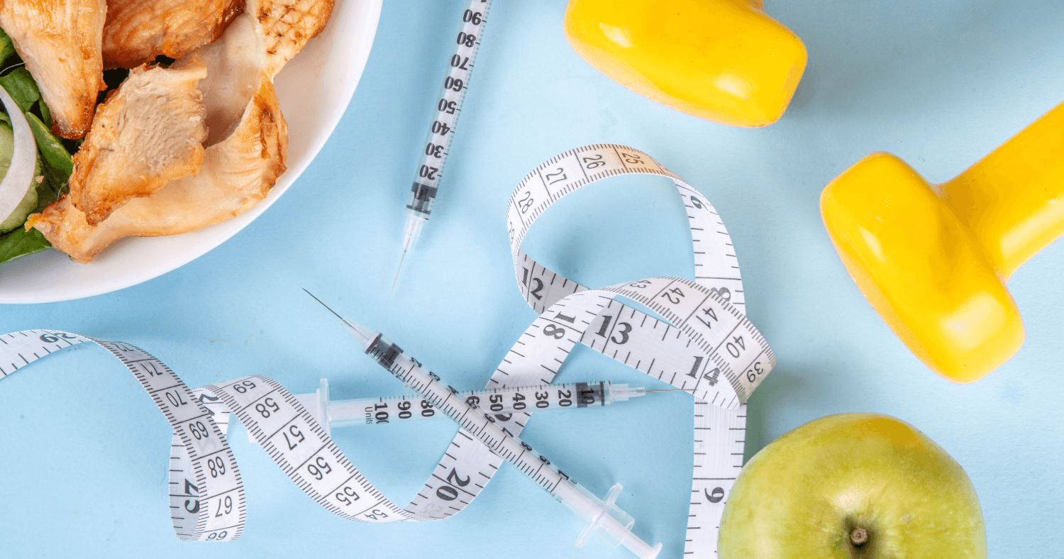 Healthy lifestyle items and medical syringes - How Does Semaglutide Work