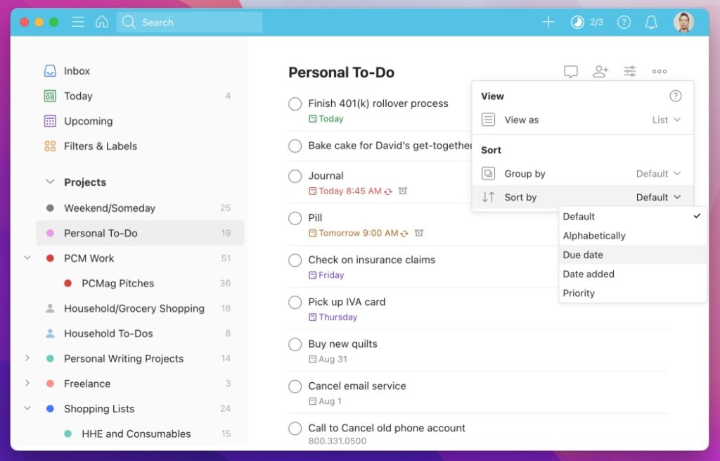 todoist productivity app