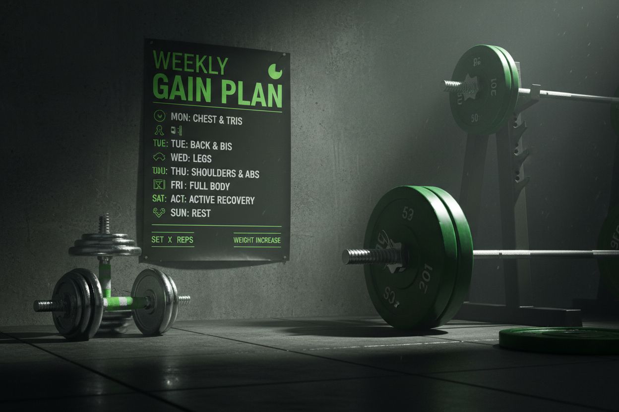 Plan semanal de entrenamiento junto a pesas