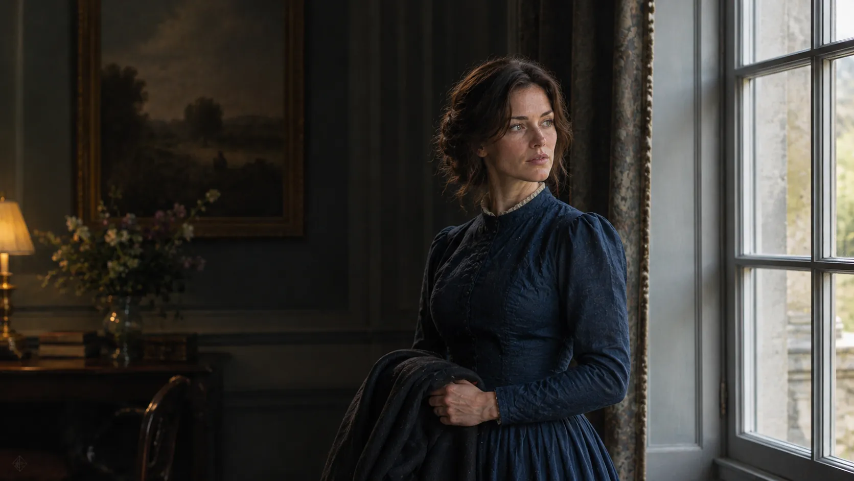 Ada as Nora in a period room by the window