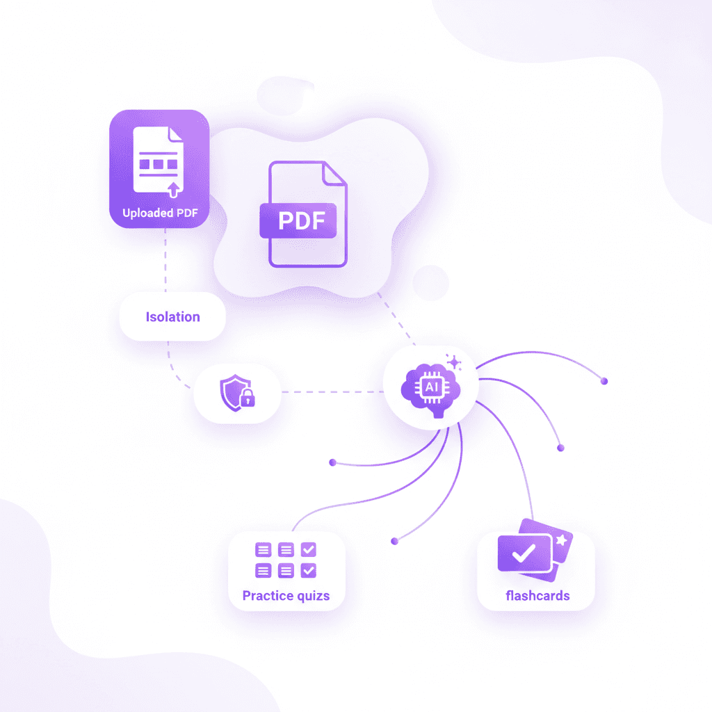 Process of converting personal college notes into isolated AI study materials