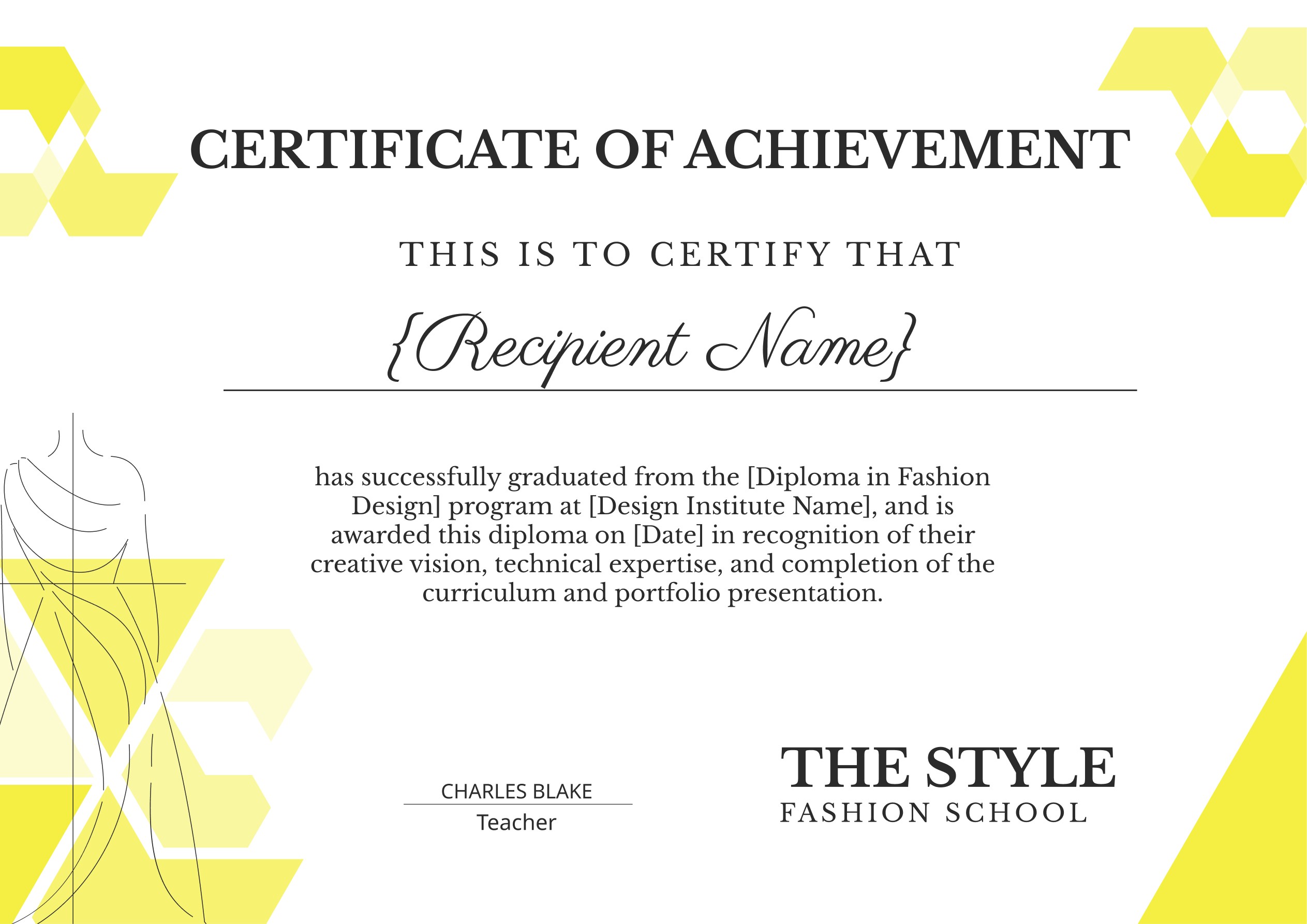 Wauld - Neat and professional diploma in fashion certificate template