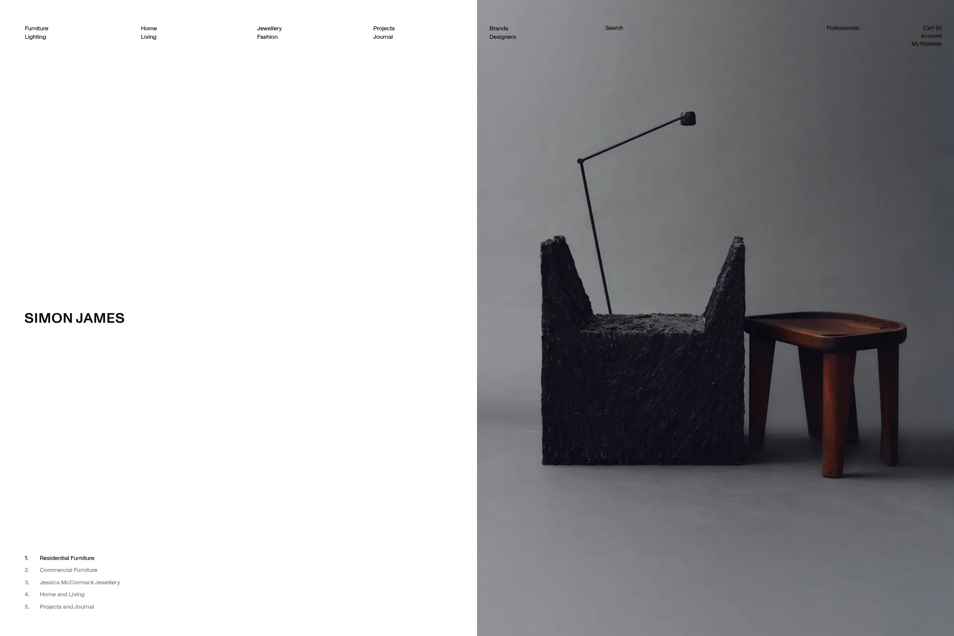 Screenshot of Simon James website