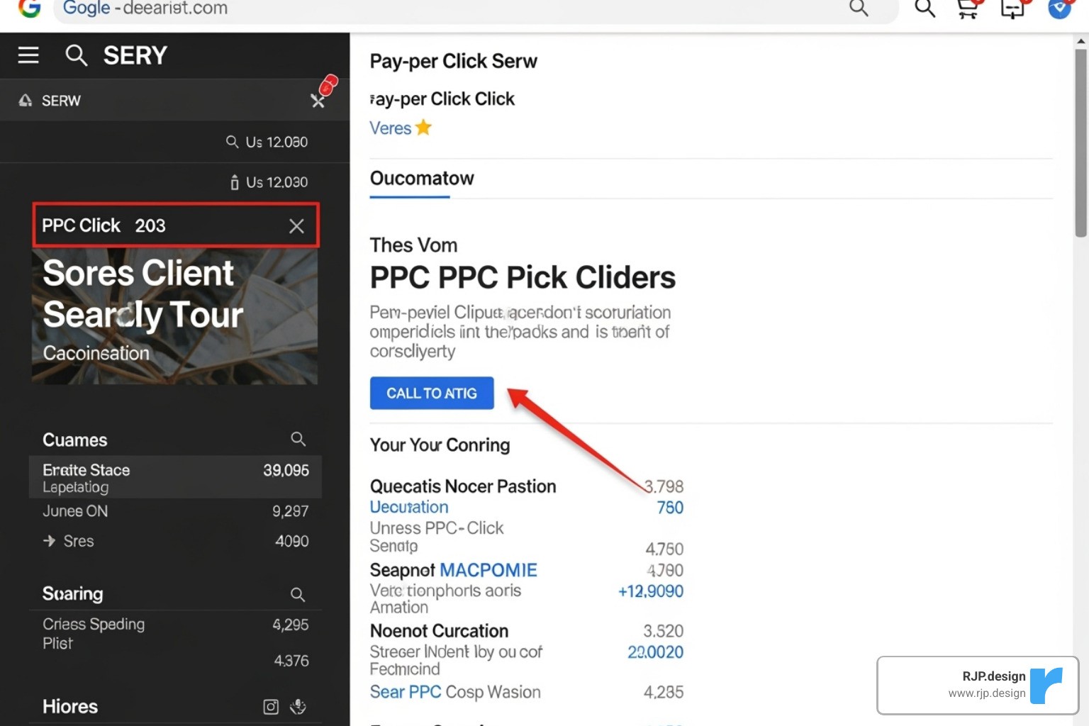 A high-performing PPC ad campaign displayed on a search engine results page, showing a clear headline, description, and call-to-action, surrounded by other search results. - digital marketing and advertising services