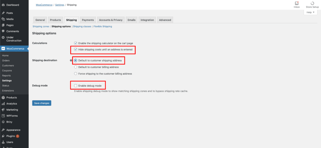 backend settings ecommerce