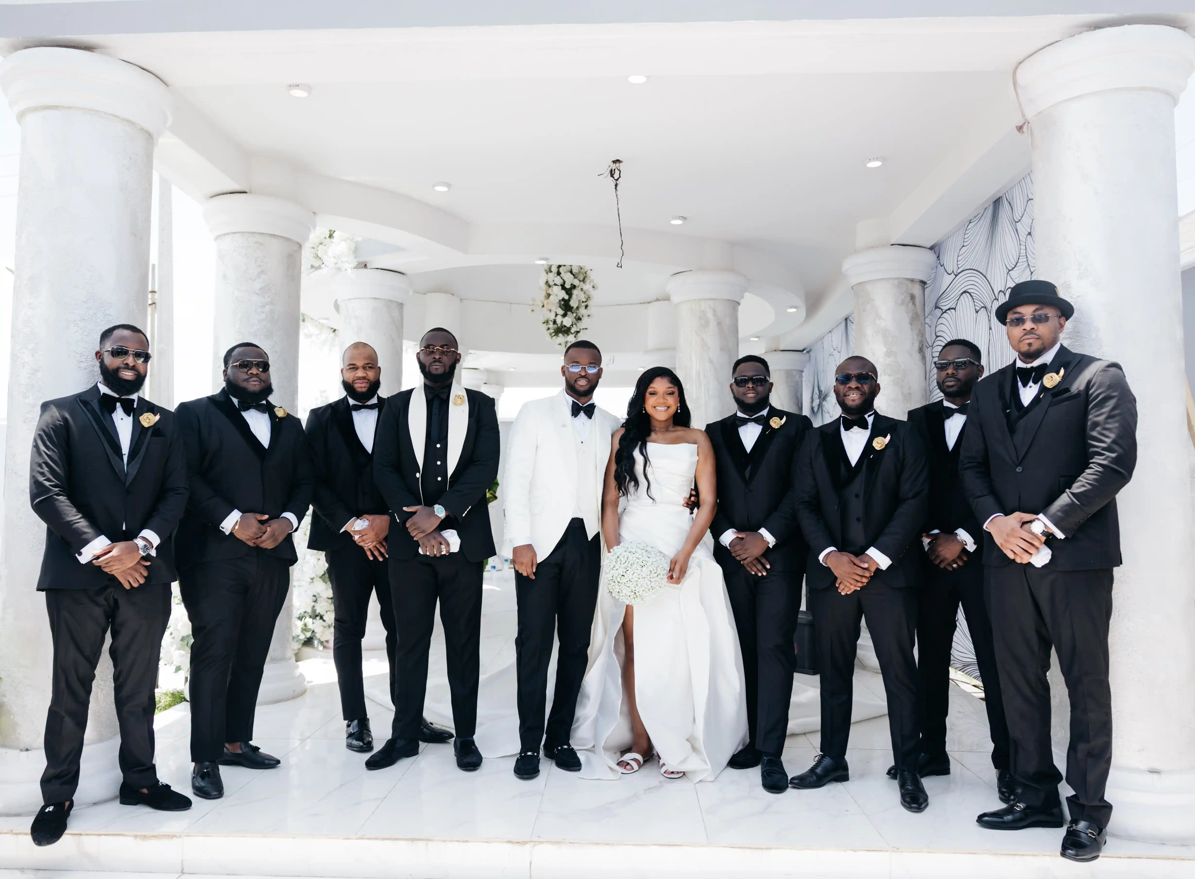 Bride and groom celebrating a luxury wedding coordinated by Victoria Brooks Events, a premium wedding planner in Nigeria.