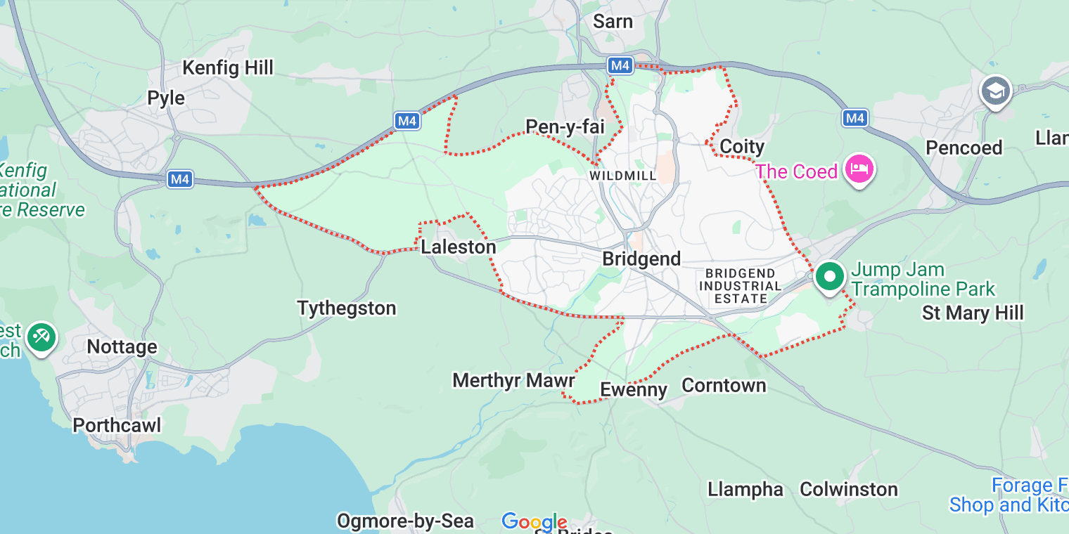Map of Bridgend