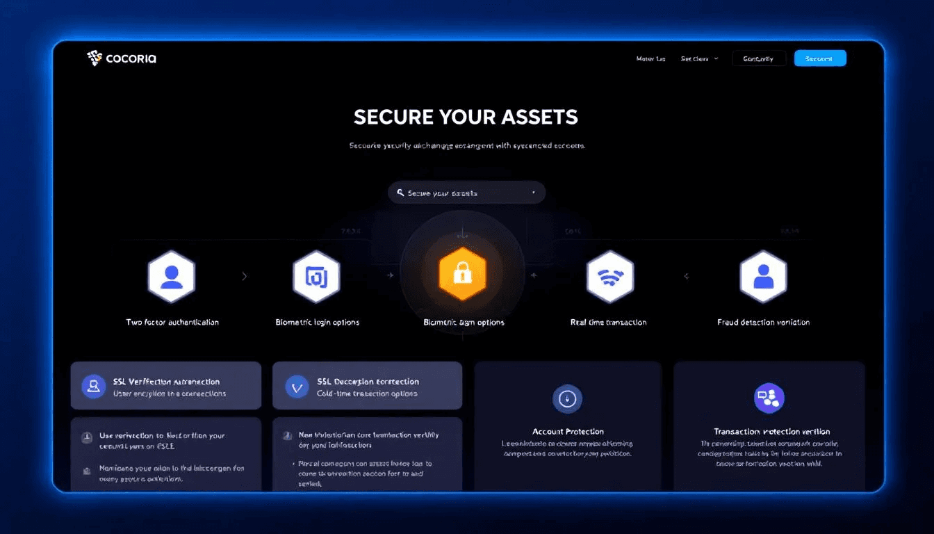 The image shows a screenshot of a reputable cryptocurrency exchange highlighting its security features, including measures to protect digital assets and ensure secure transactions for users. It emphasizes the importance of safety in the bitcoin network and the risks of phishing scams in the crypto markets.