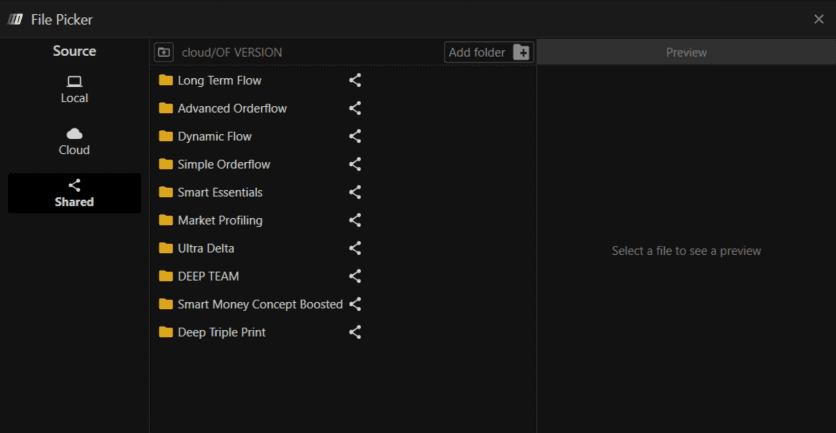 Shared Orderflow templates in DeepChart
