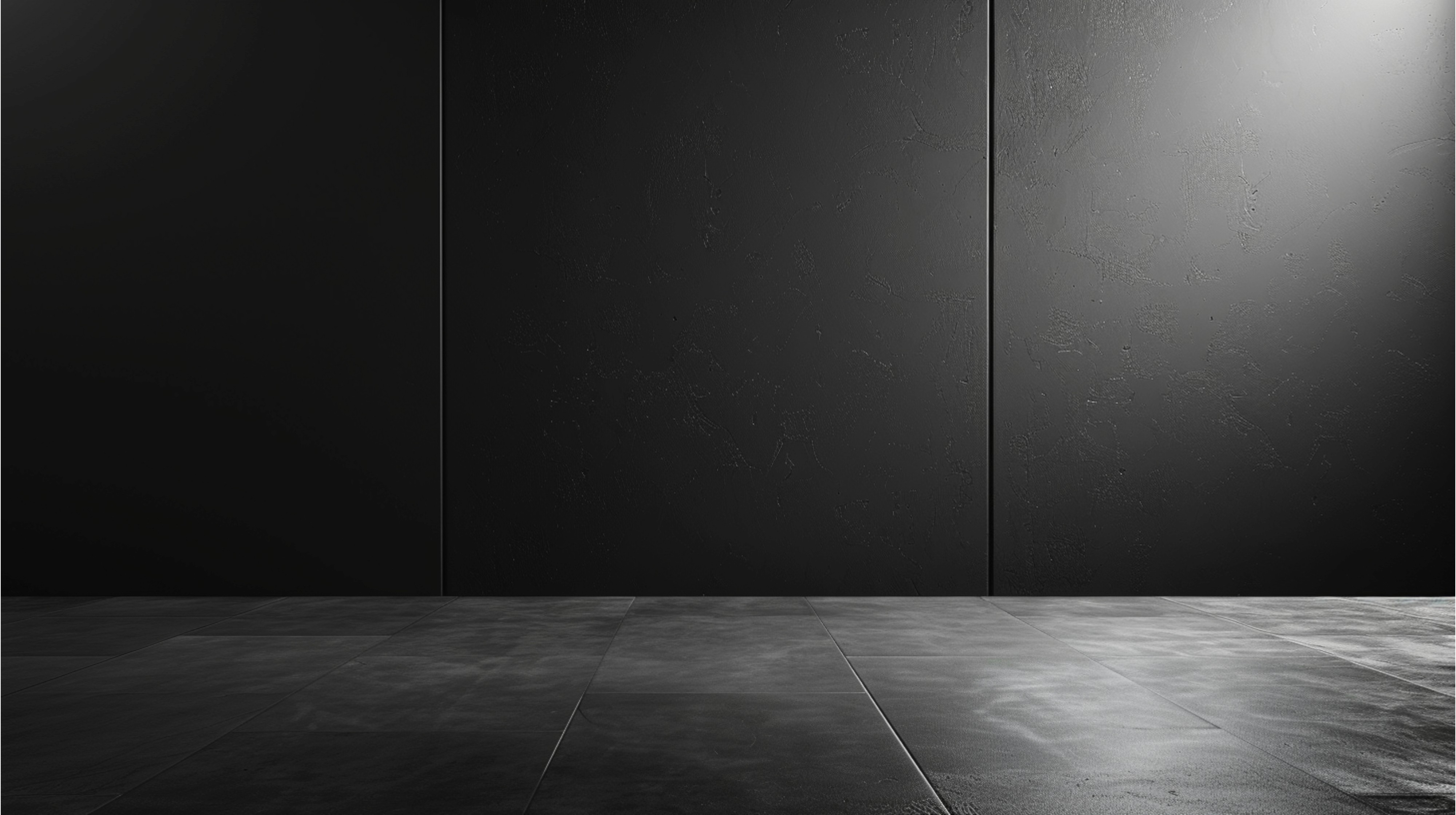 Modern black wall and floor design, showcasing sleek textures perfect for contemporary interior decor.