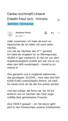 Ein Screenshot einer Kundenstimme.