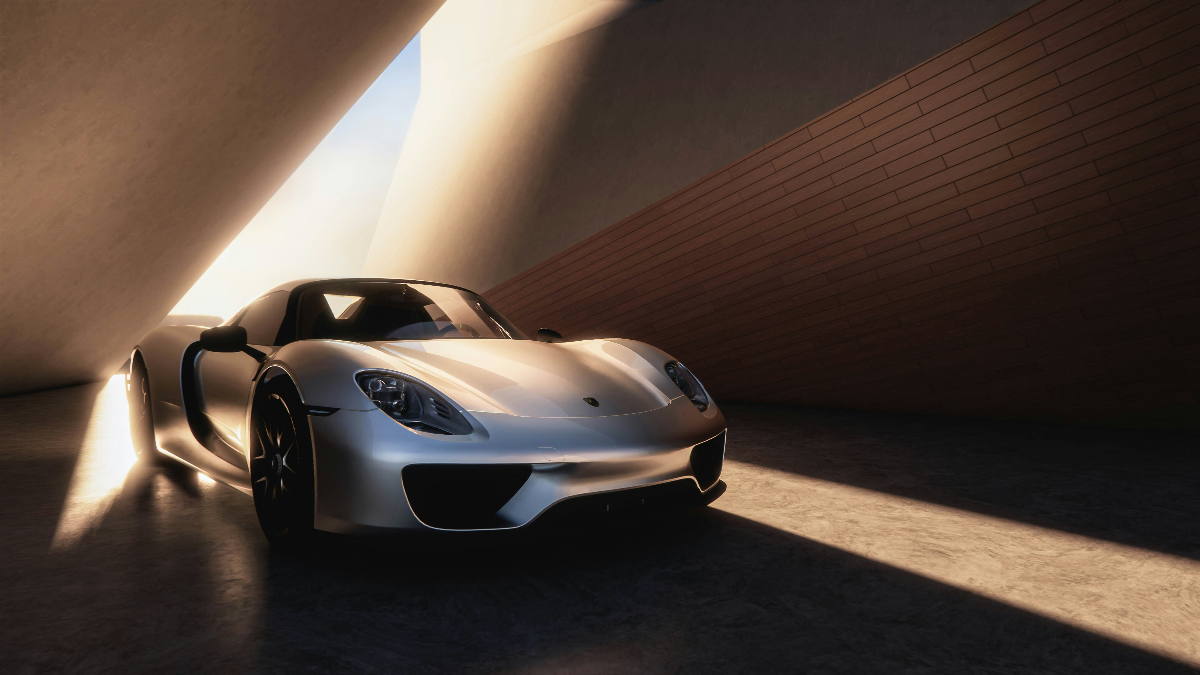 Porsche in futuristic building