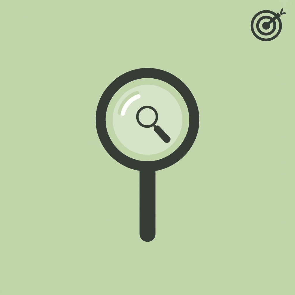 Magnifying glass icon representing focused scholarship search and analysis