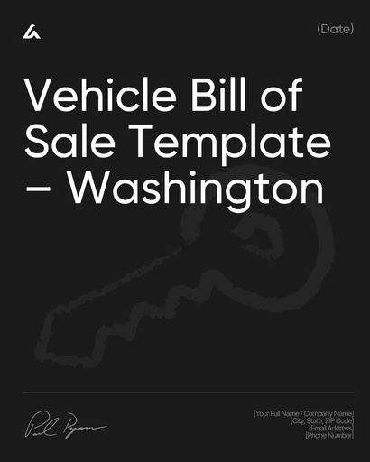 Vehicle Bill of Sale Template – Washington