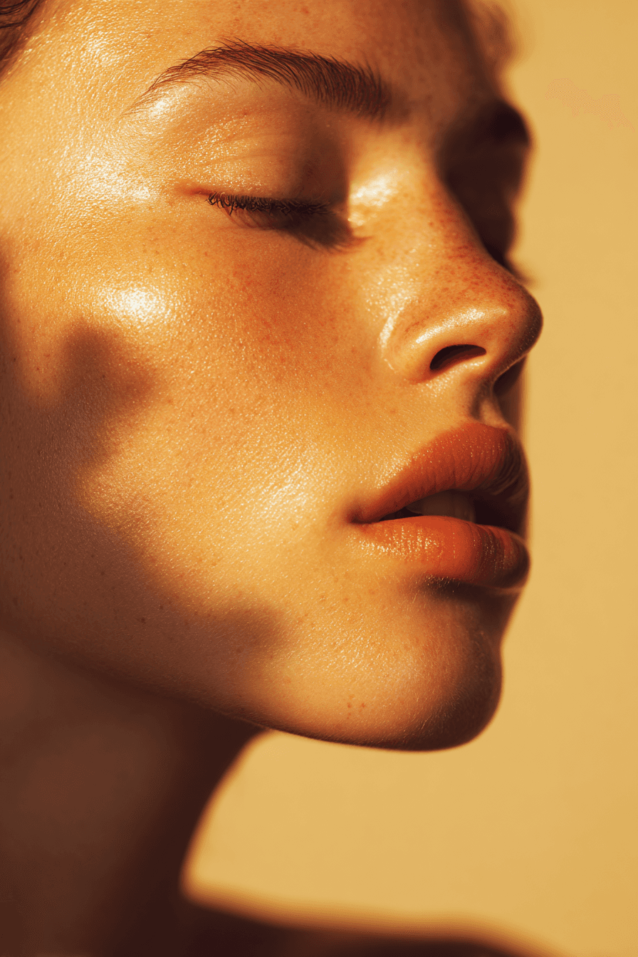 braided woman taking photo beside yellow painted wall