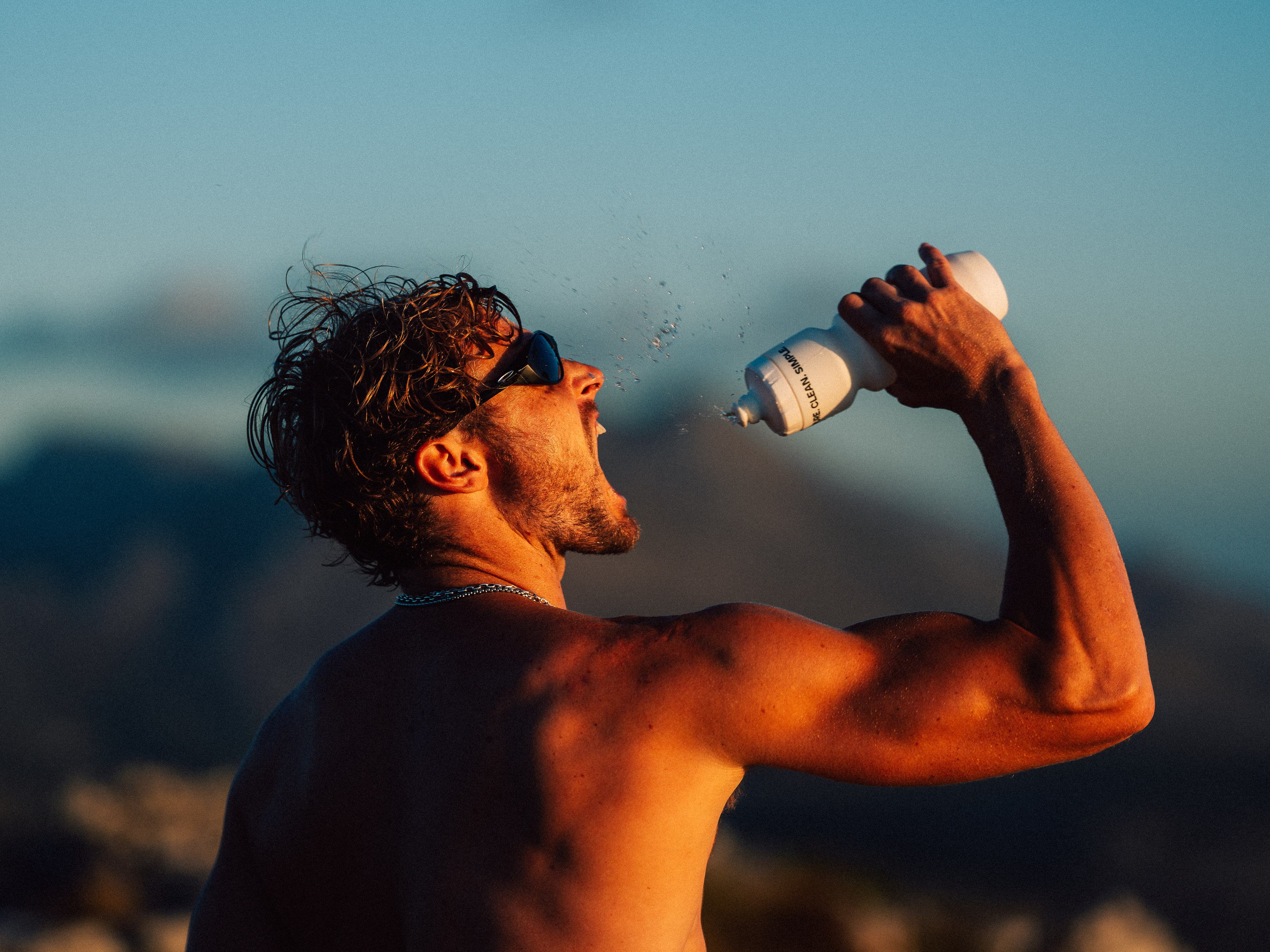 Concetrated triathlete grayscale