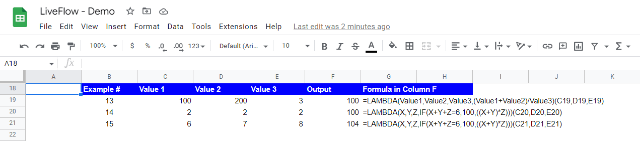use the LAMBDA with three variables in