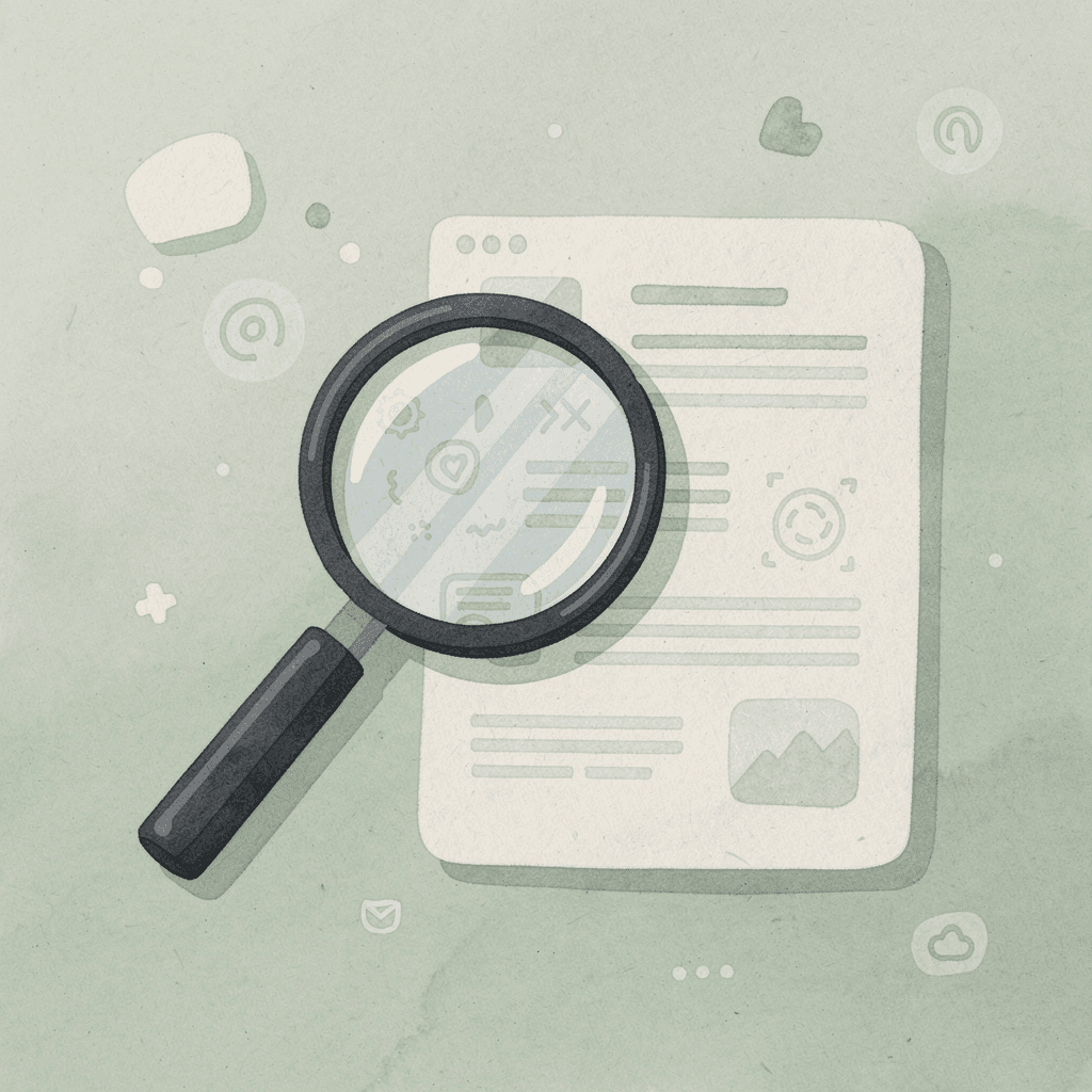 Magnifying glass examining documents representing scholarship research and selection