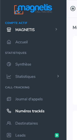 Interface Magnétis - Numéros trackés