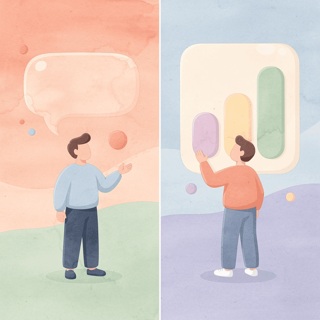 Scene illustration contrasting traditional photography studio with modern ecommerce workflow