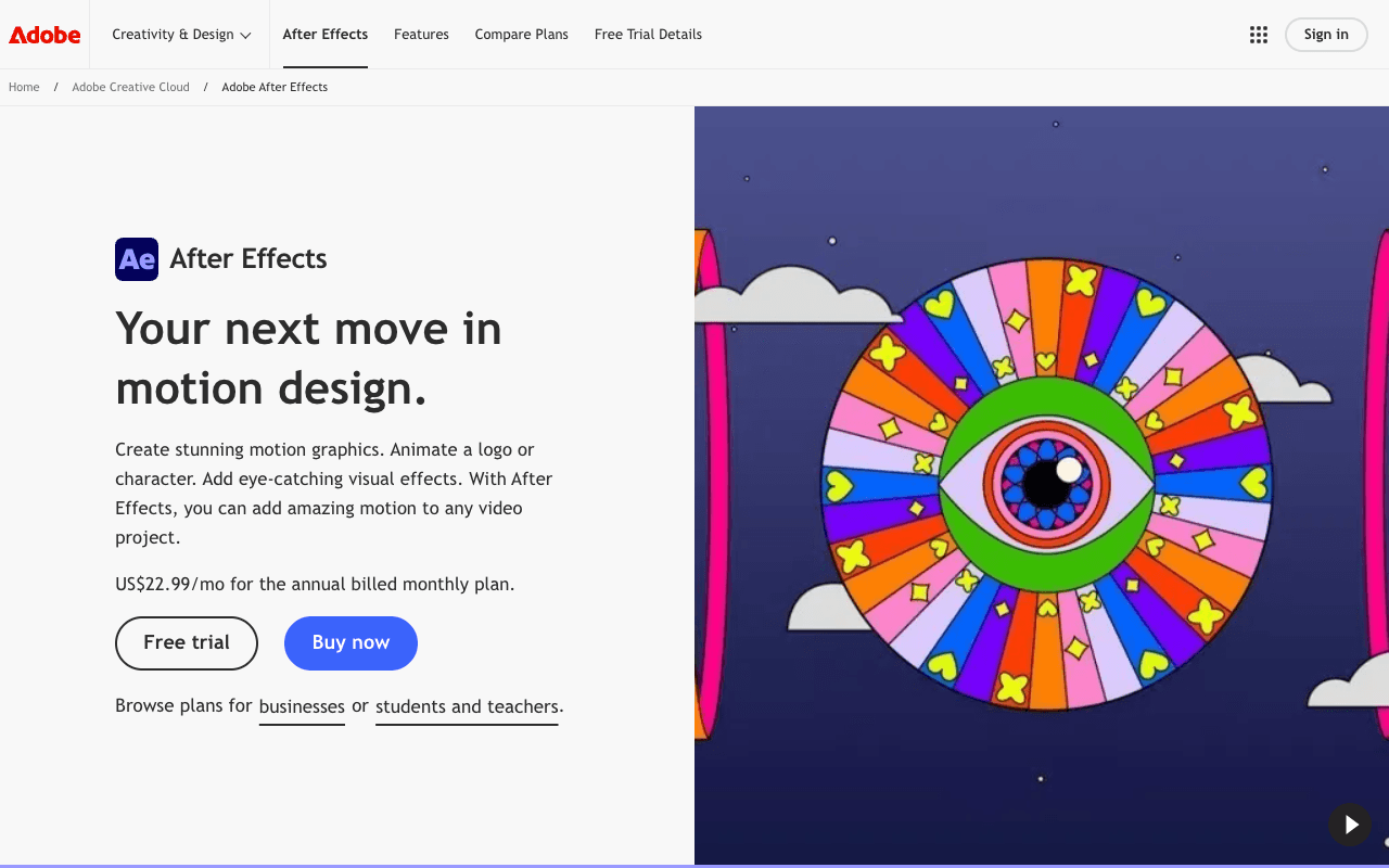 Adobe After Effects екранна снимка