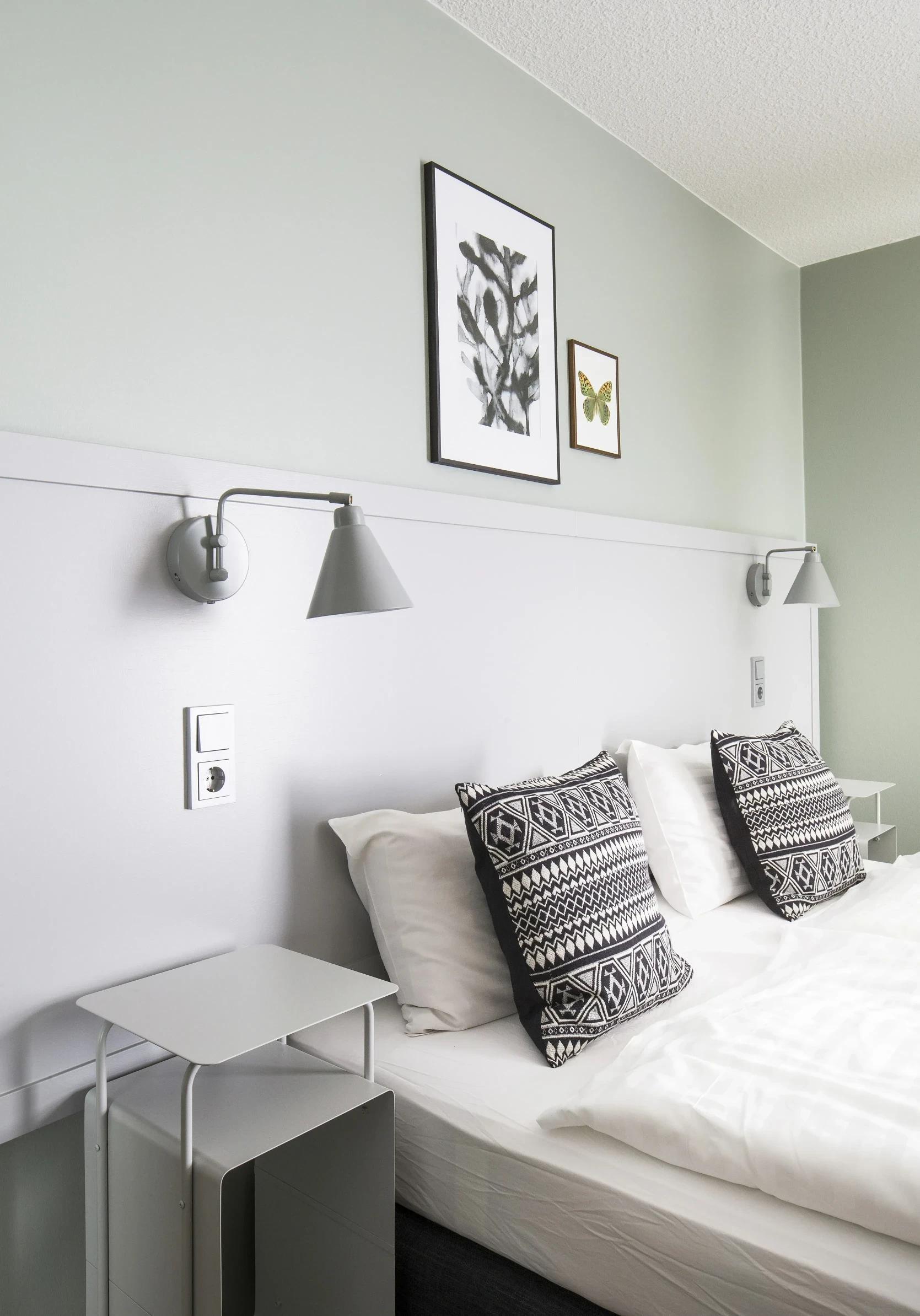 side view of the white bed