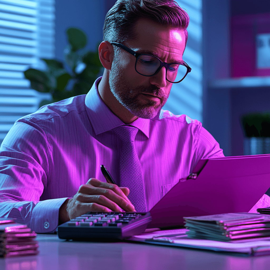 Mann betrachtet Dokument und notiert dabei etwas