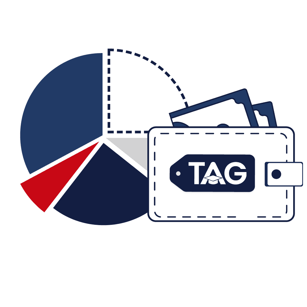 Pie-chart with TAG wallet showing money