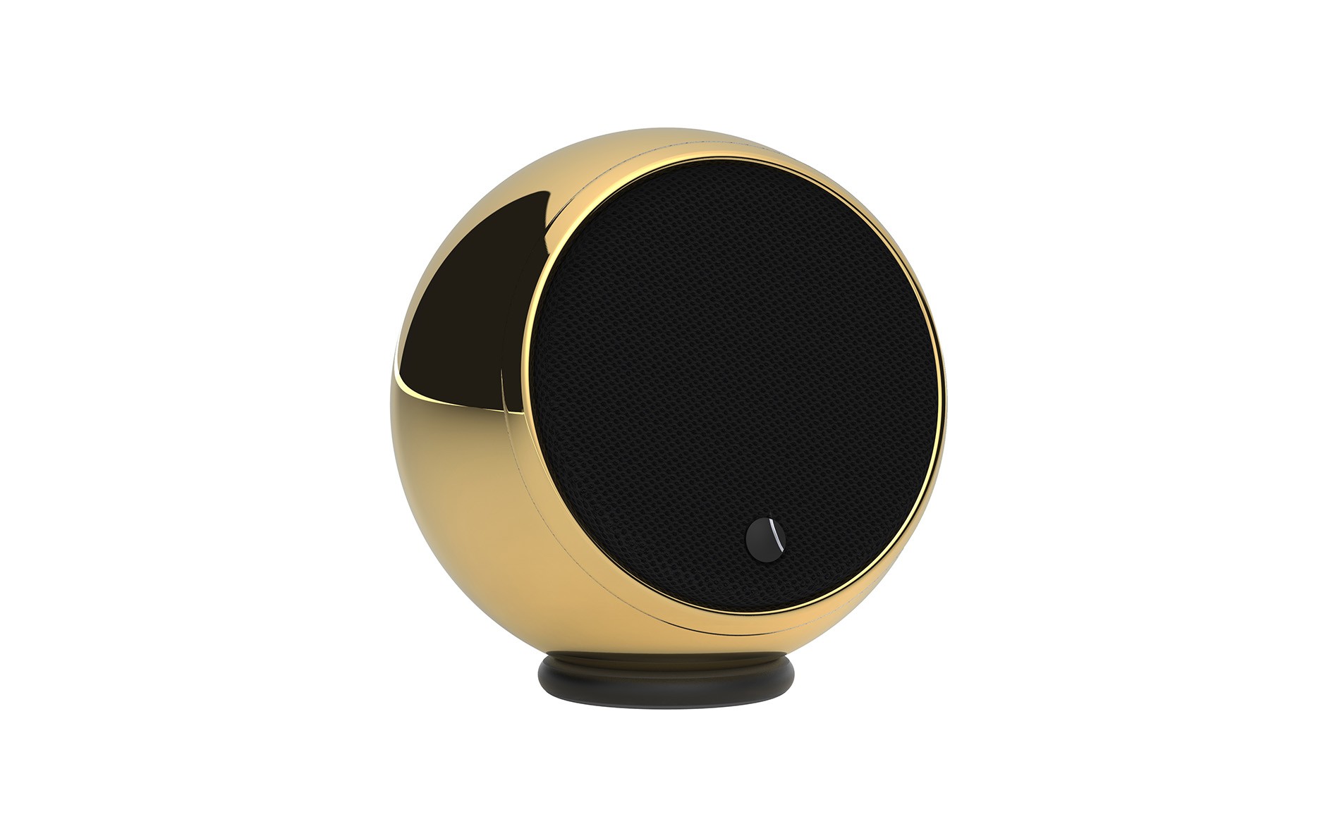Gold round speaker with black mesh