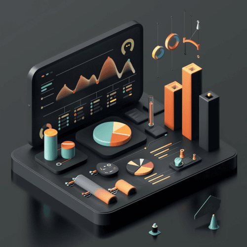 Abstrakte 3d Visualisierung von Analyse Daten einer Website.