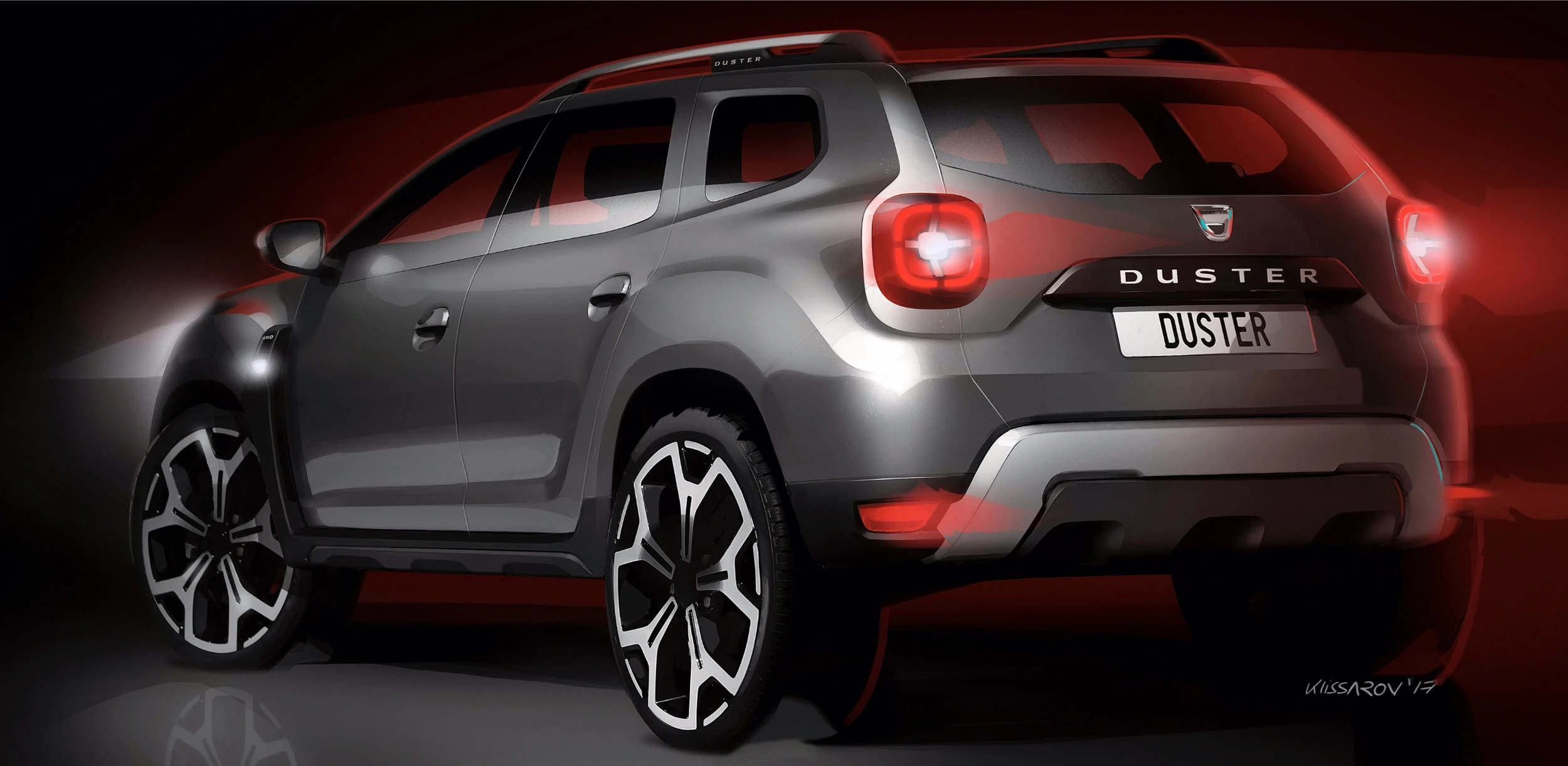 Duster II rear three quarter final design sketch