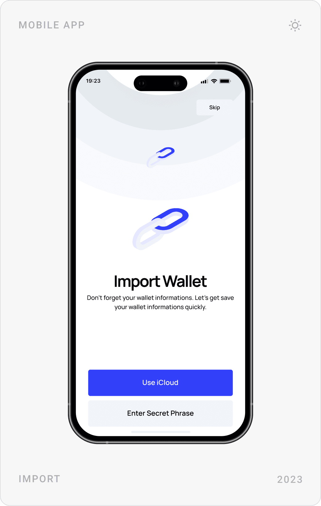 Clean Wallet Import Mobile Design