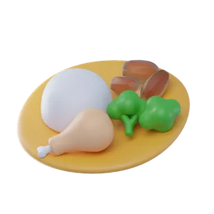 Free 3D iftar plate icon for Ramadan