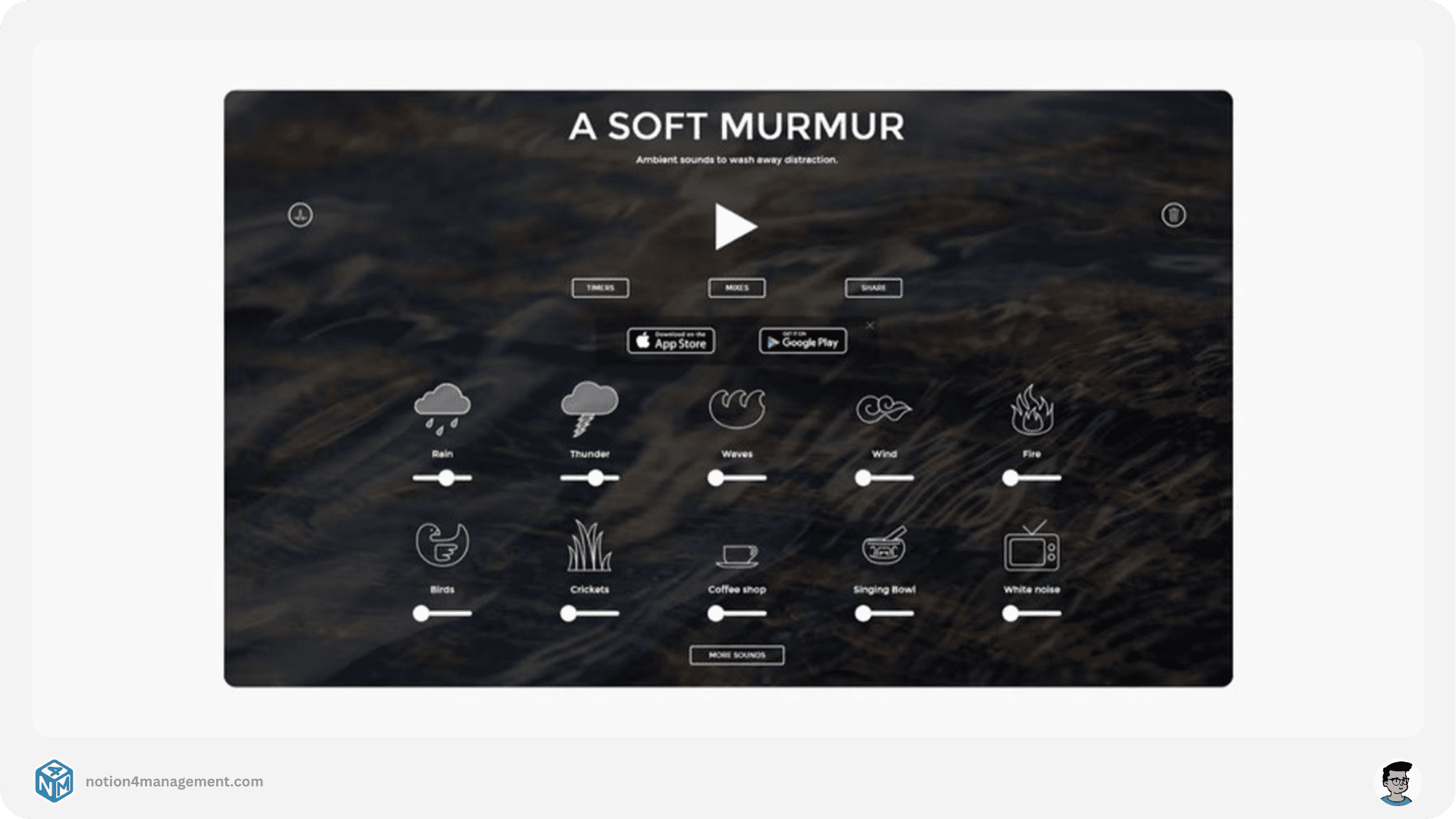 Notion ambient sound generator Widget