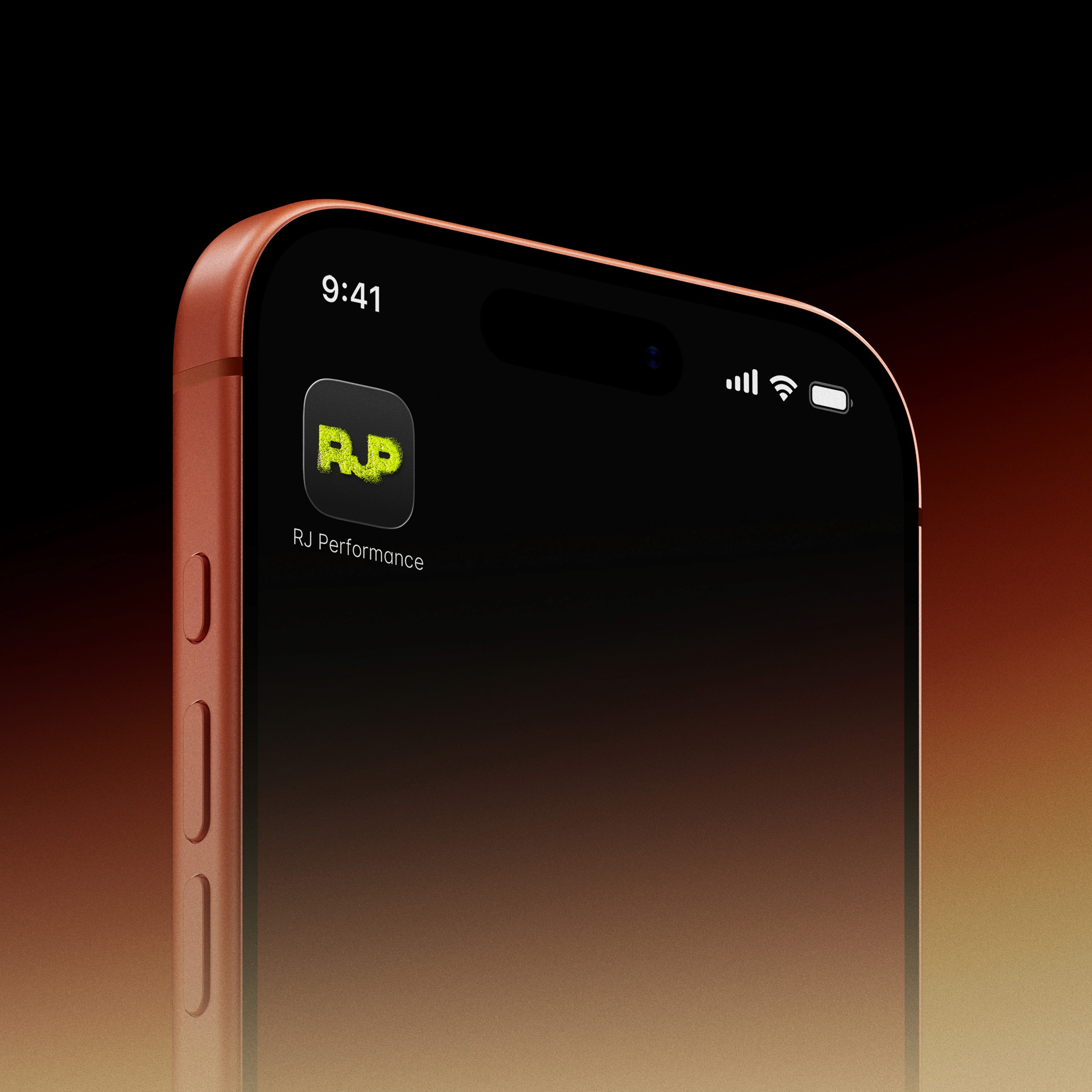 App icon mockup on iPhone for personal trainer identity