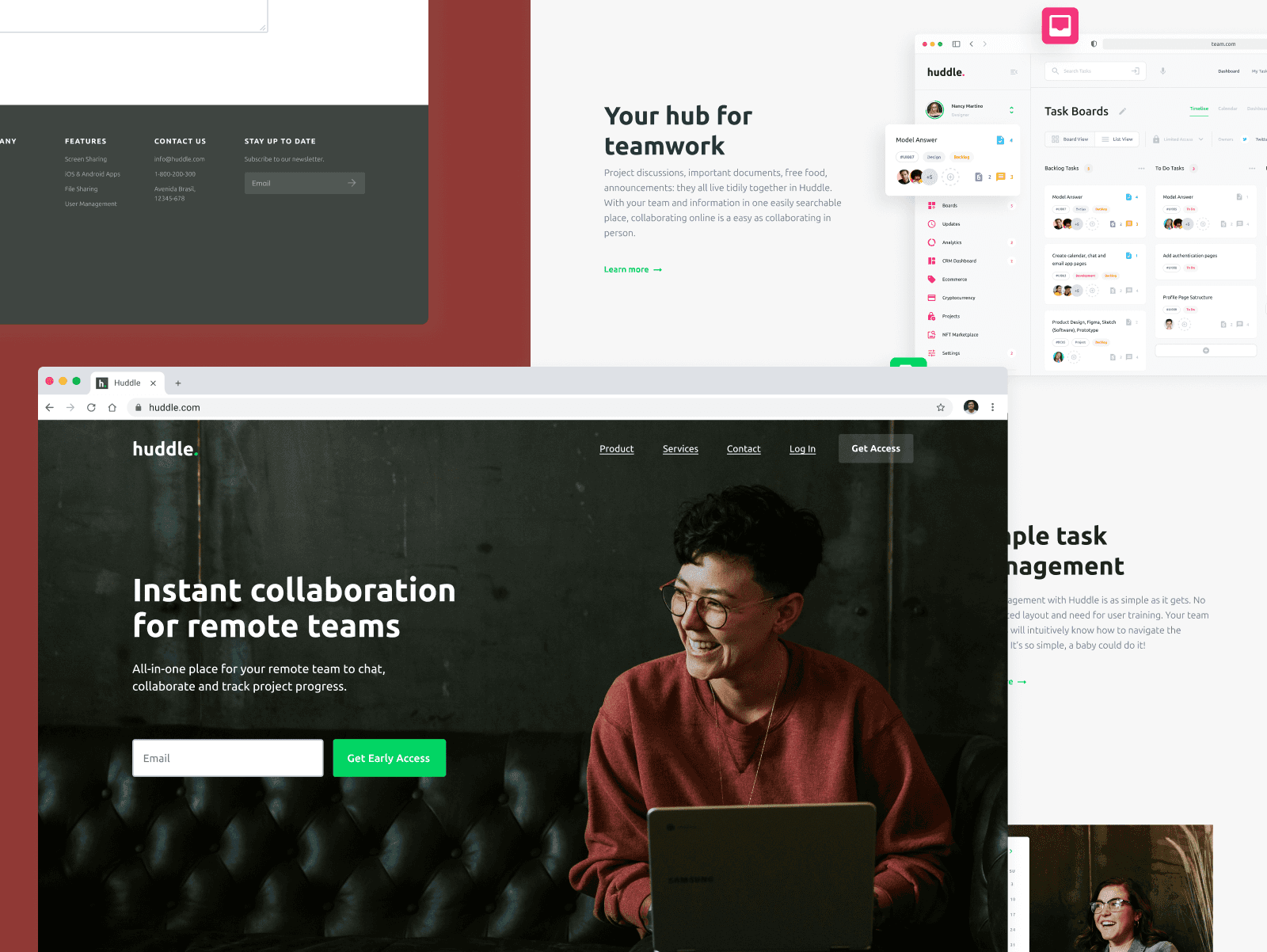 montagem de telas do Huddle