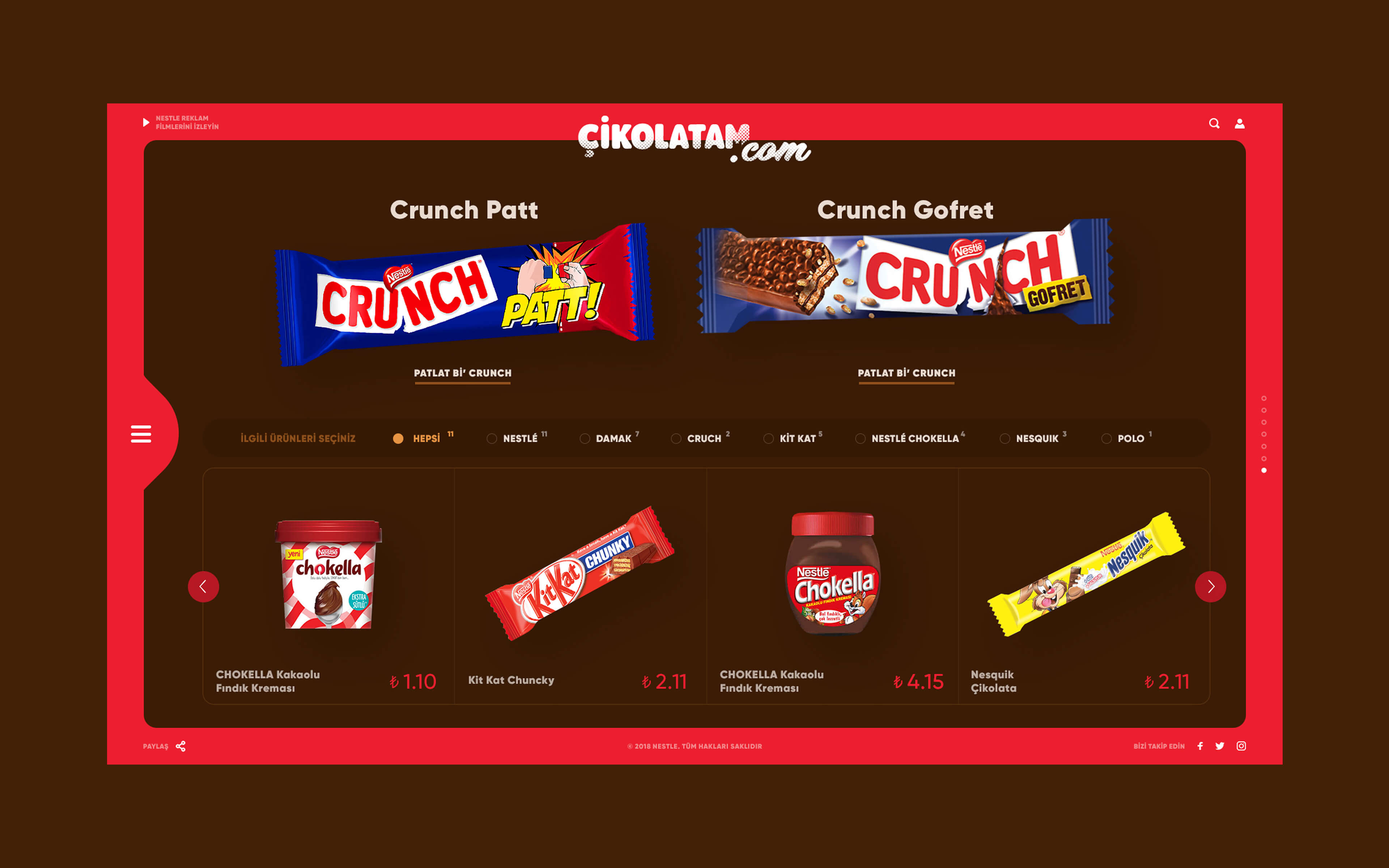 Cikolatam.com content section featuring user-generated #Çikolatam visuals and chocolate-themed images of preparation, desserts, and family moments.