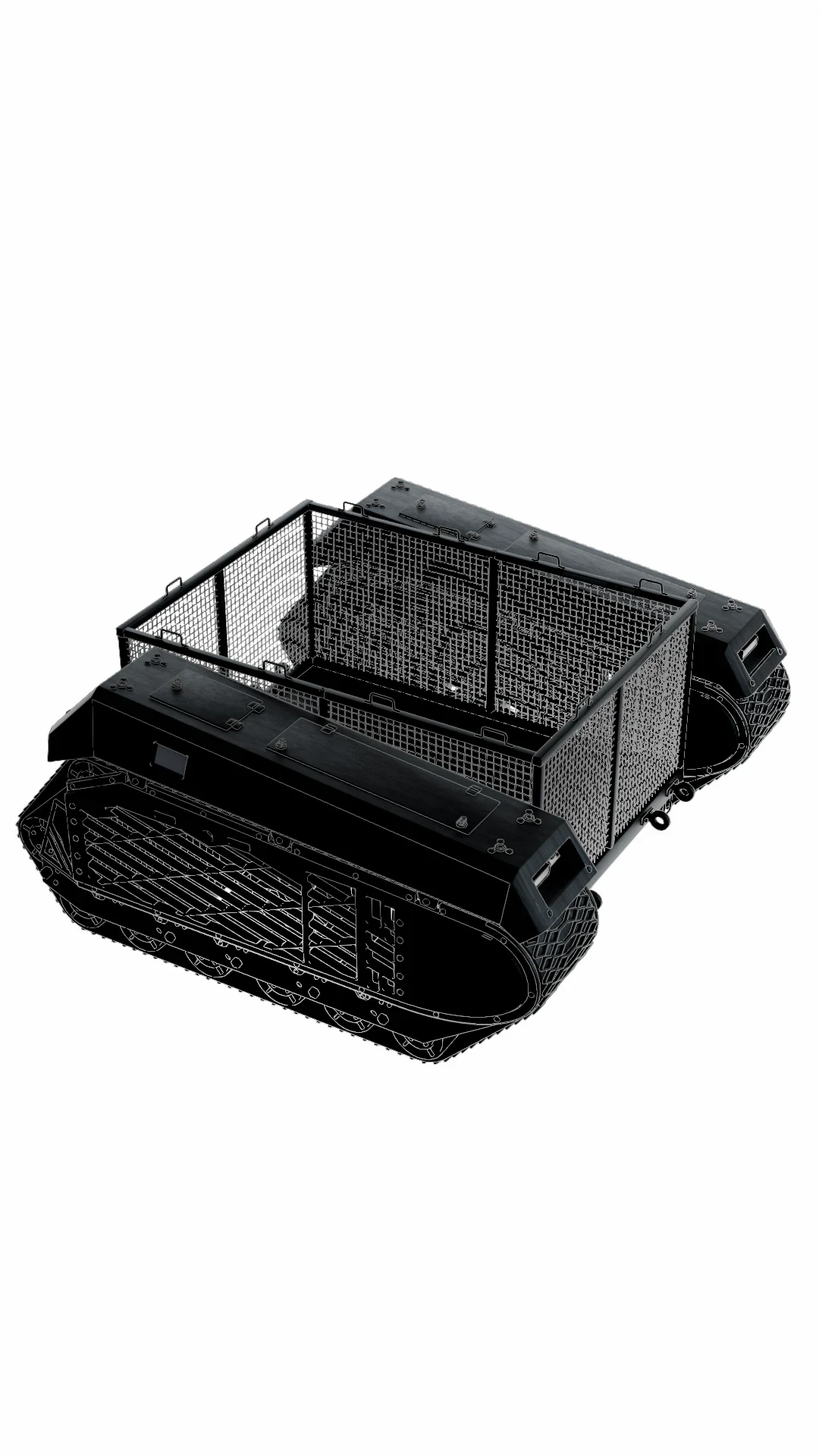 3D render of an unmanned ground vehicle (UGV) — BotBlox embedded networking for autonomous inspection in harsh industrial environments