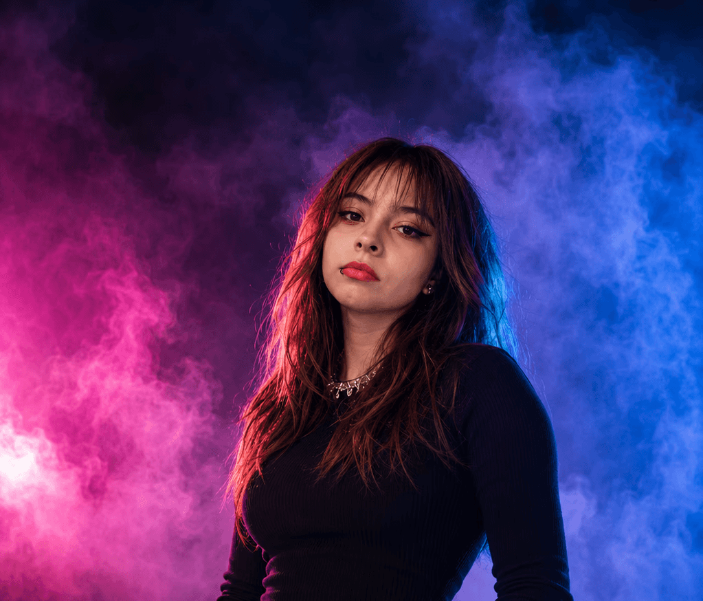 Cheerful dreamy woman with bob hairstyle